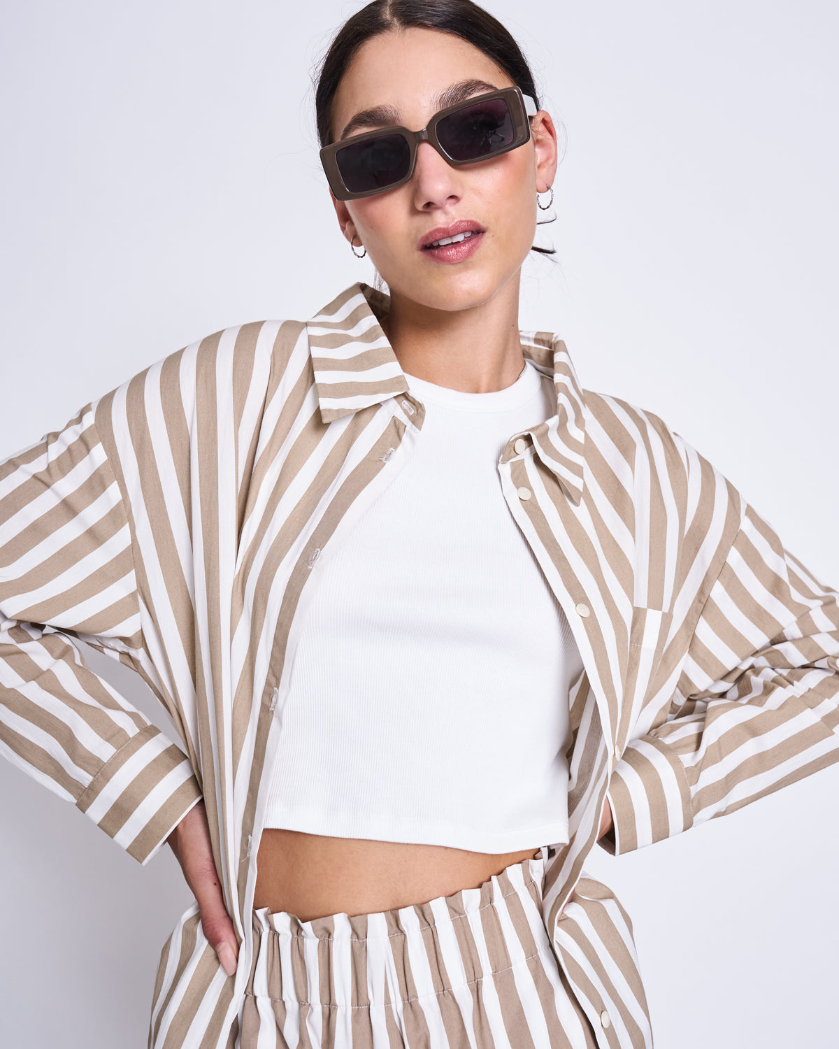 JAN|N JUNE MAMRO Bluse, camel striped