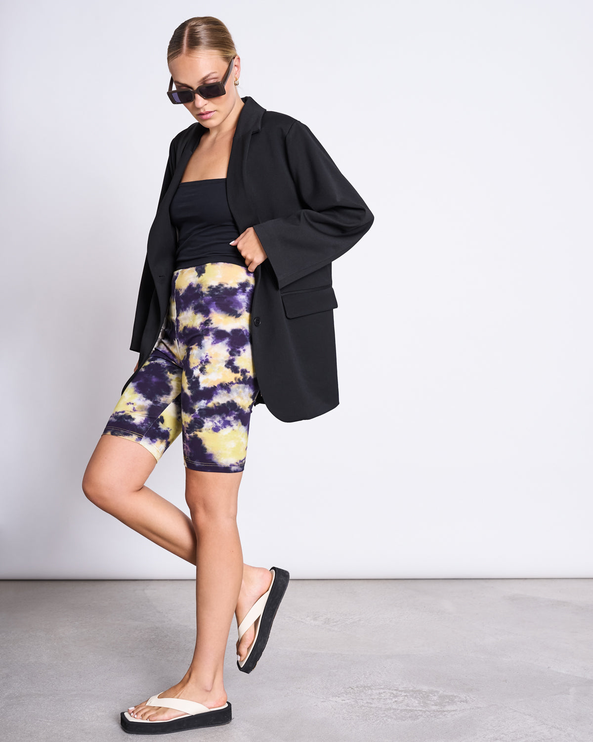 Black biker shorts in store outlet