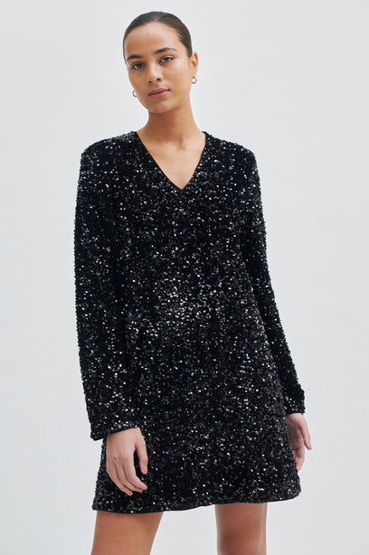SECOND FEMALE SHIMMER Kleid, schwarz