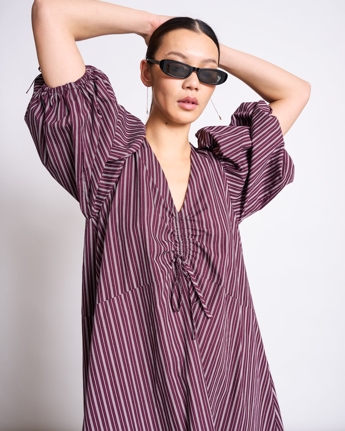 JAN|N JUNE DANS Kleid, cherry lacquer/ white