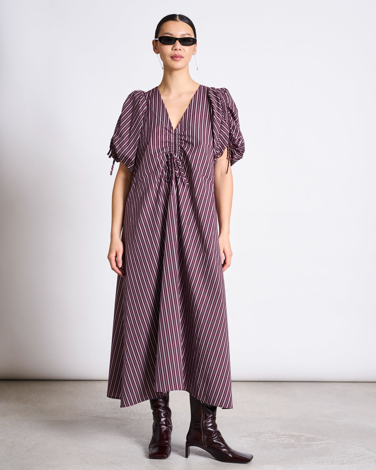 JAN|N JUNE DANS Kleid, cherry lacquer/ white