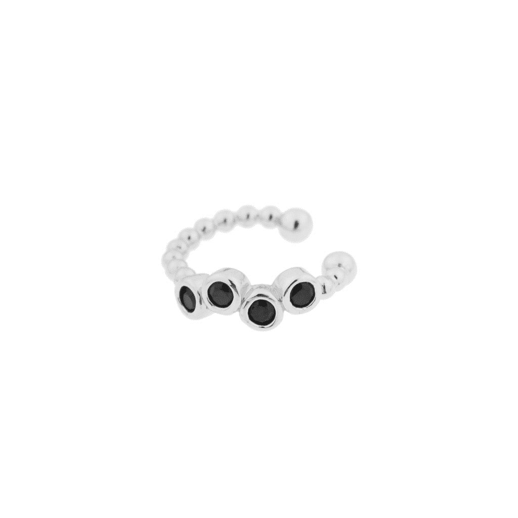LABEL KIKI BLACK DOTS Earcuff, silber