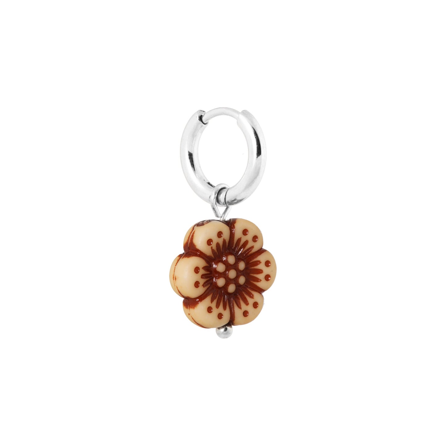 LABEL KIKI BURGUNDY FLOWER Hoop, silber