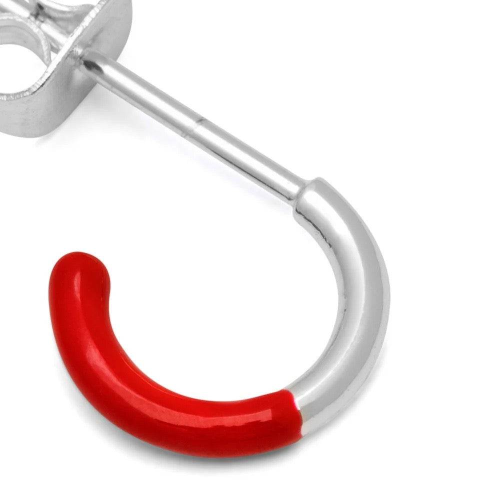LULU COPENHAGEN HOOP HALF DIP Ohrring, passion red/silber