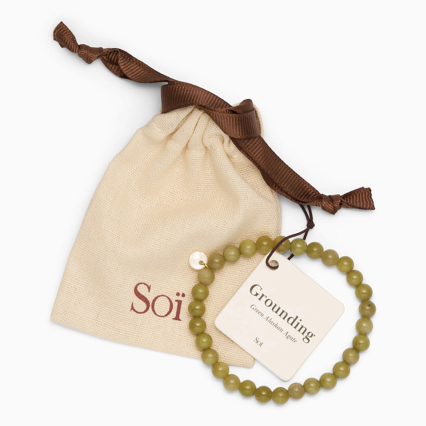 SOÏ COPENHAGEN ESSENTIAL Armband, green alashan agate