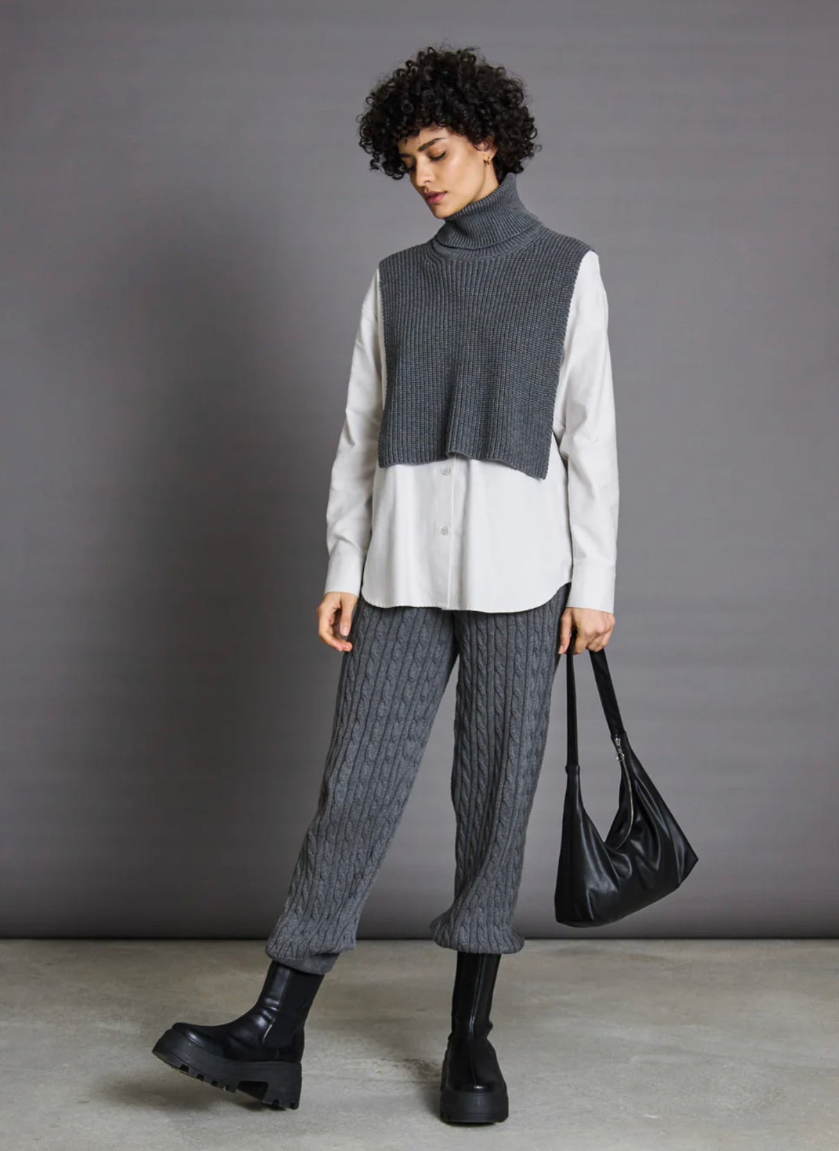 JAN|N JUNE TUUVA Fake Turtleneck, dark grey