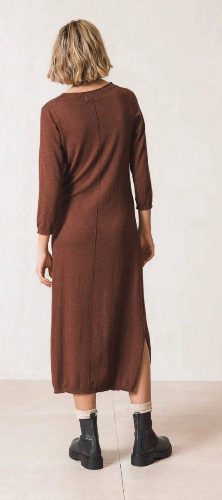 INDI&COLD Strickkleid, rotbraun