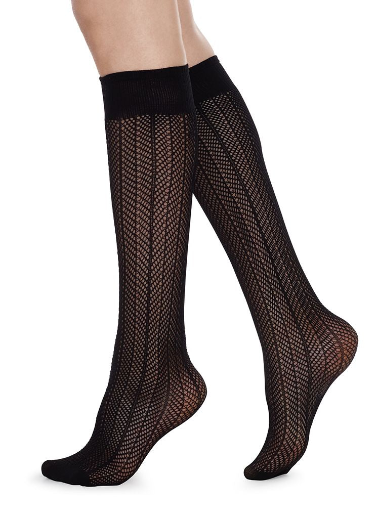 SWEDISH STOCKINGS ASTRID Netz-Kniestrümpfe, schwarz
