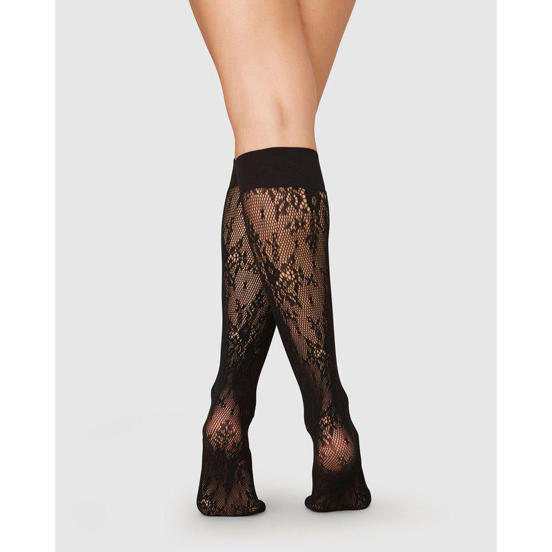 SWEDISH STOCKINGS ROSA LACE Kniestrümpfe, schwarz