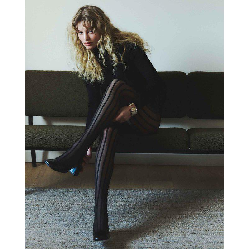 SWEDISH STOCKINGS SIRI STRIPE Strumpfhose, schwarz