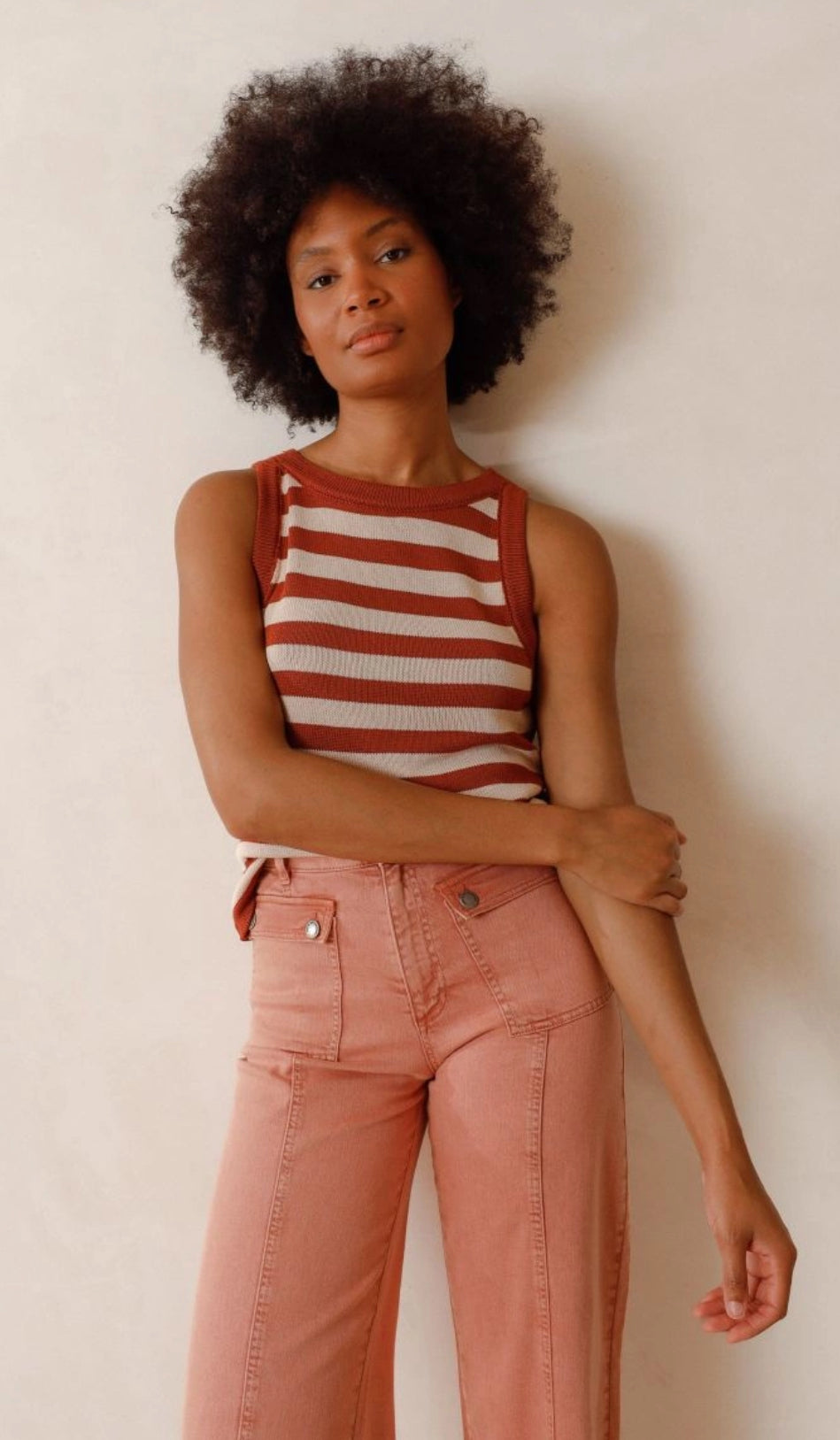 INDI&COLD STRIPED SWEATER Top, terracota