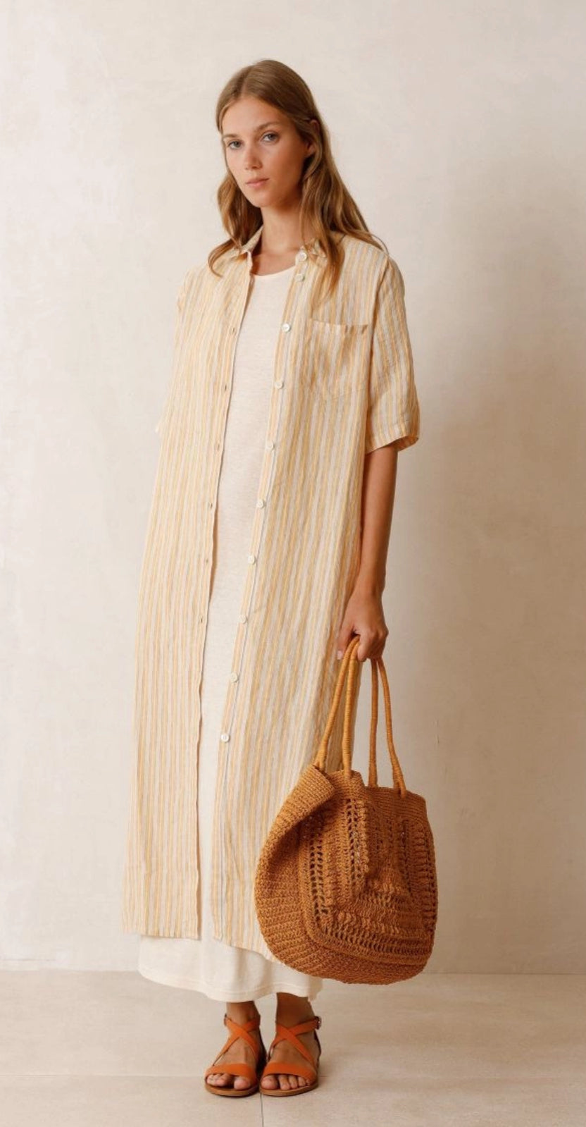 INDI&COLD BASIC HEMP Kleid, weiß