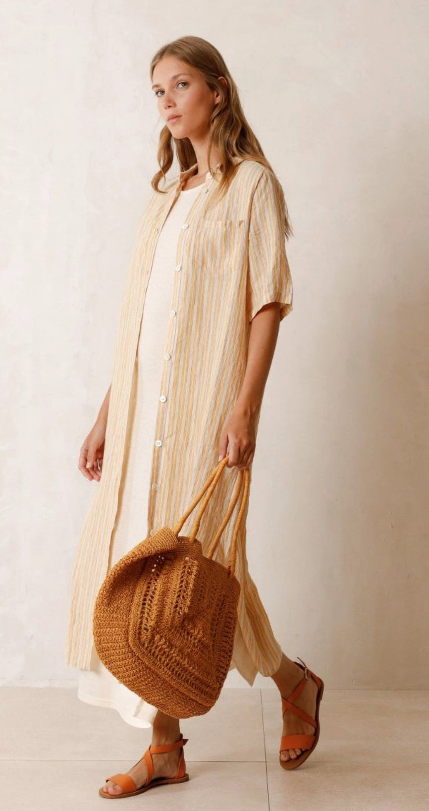 INDI&COLD TRICOLOR Kleid, gelb gestreift