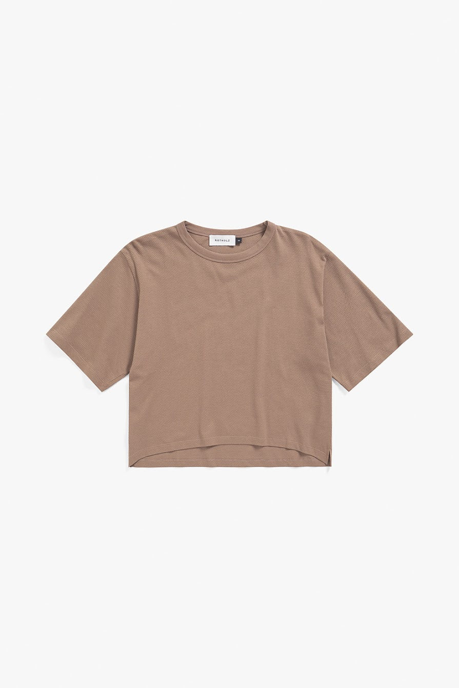 ROTHOLZ CROPPED WAFFLE T-Shirt, washed brown