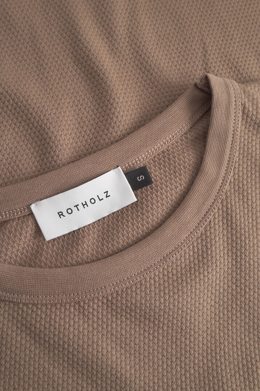 ROTHOLZ CROPPED WAFFLE T-Shirt, washed brown