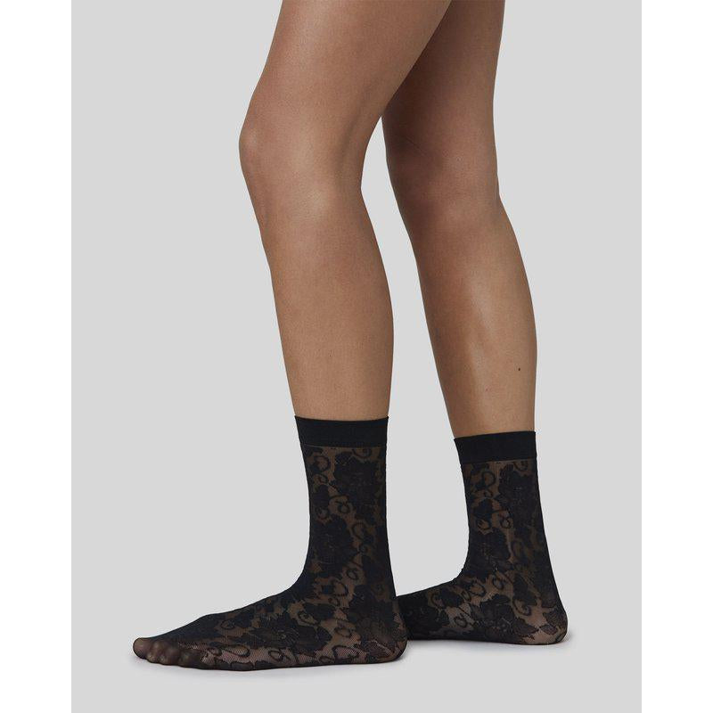 SWEDISH STOCKINGS LILY LACE Socken, schwarz