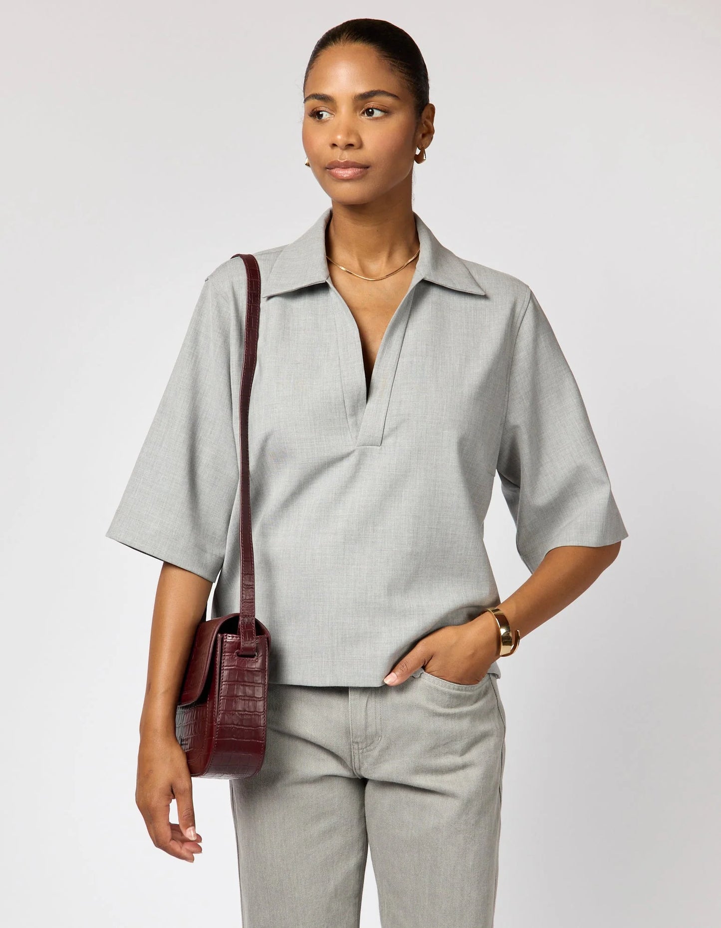 O MY BAG NINA Handtasche, dark cherry croco