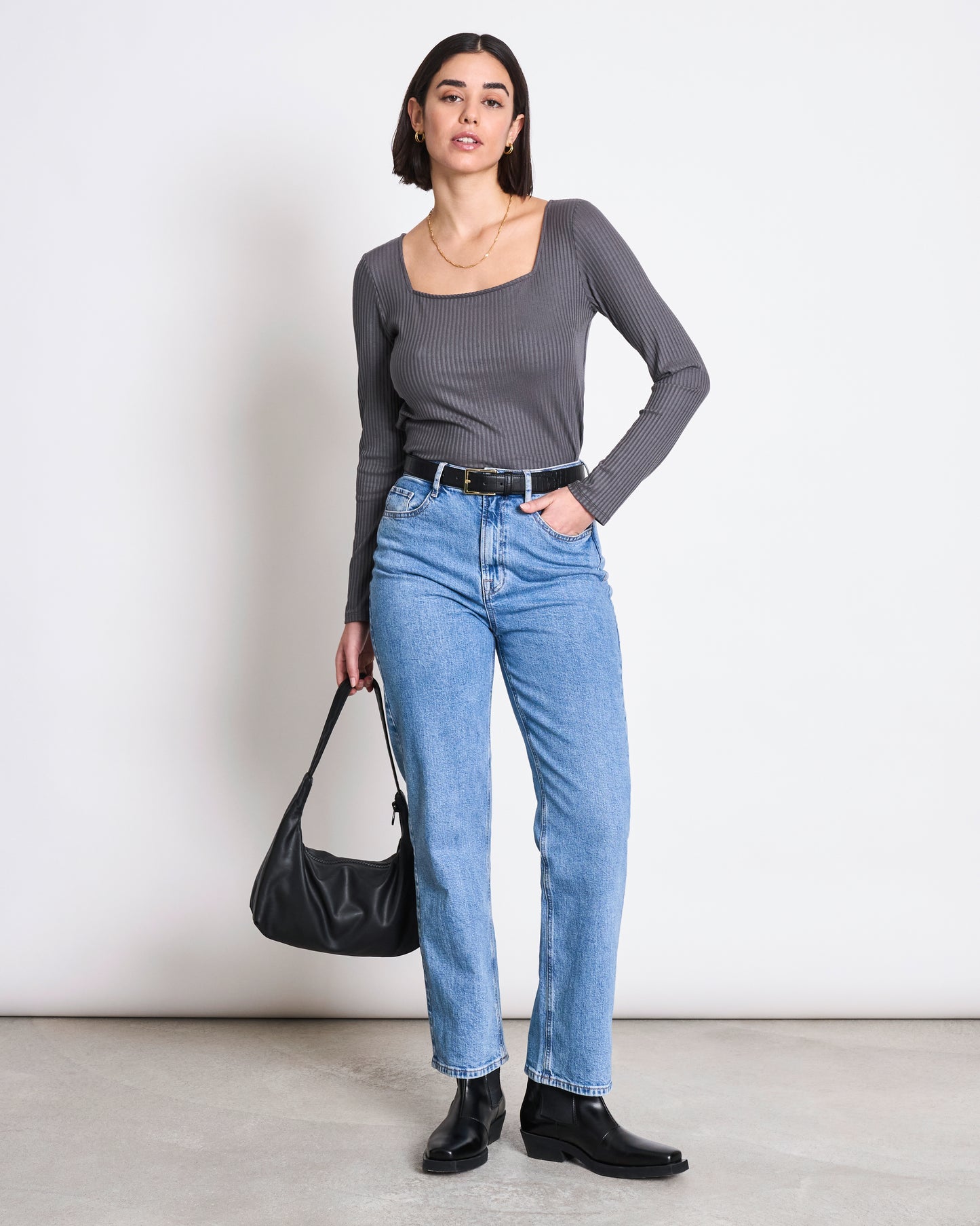 JAN|N JUNE FRIA Longsleeve, dunkelgrau