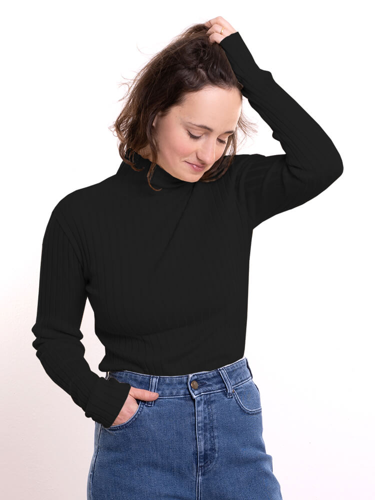 BLEED COMFY KNIT Rollkragenpullover, schwarz