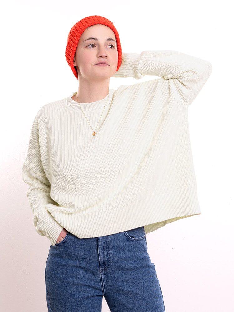 BLEED LENIS Strickpullover, weiß