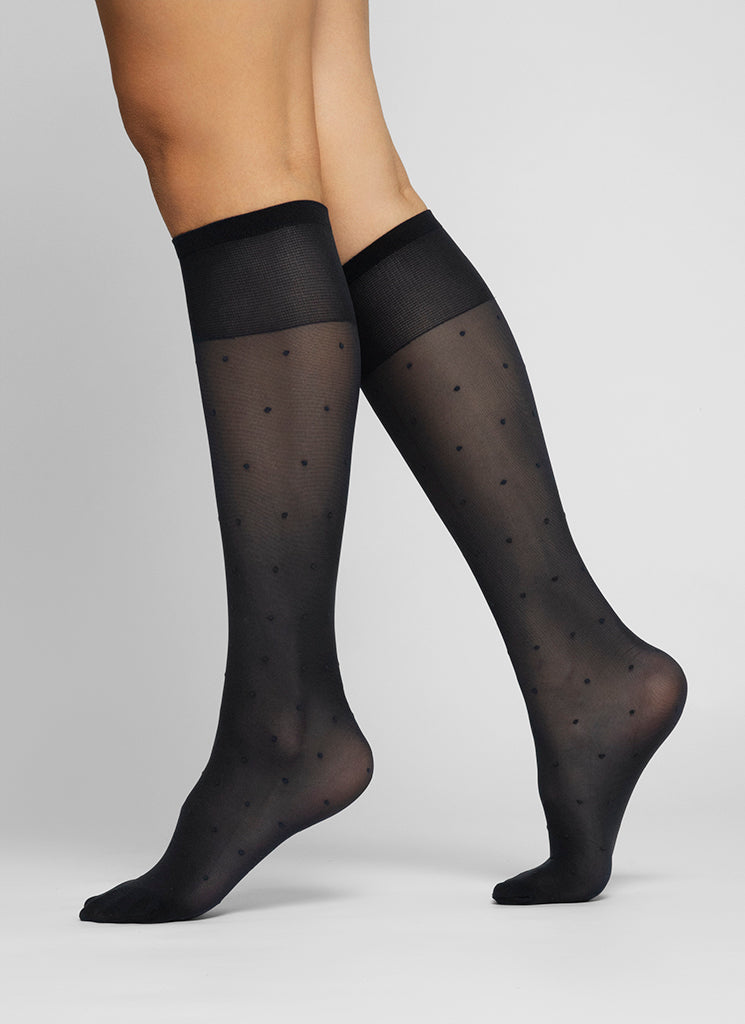 SWEDISH STOCKINGS DORIS DOTS Kniestrümpfe, schwarz