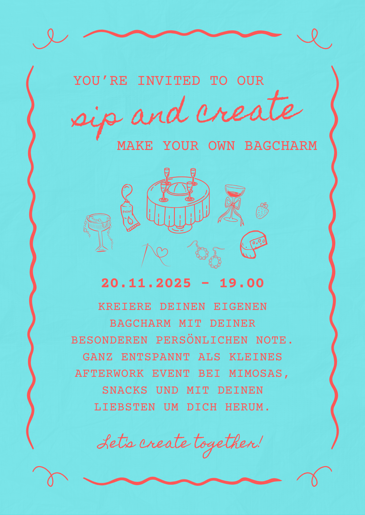 20.11.2025 19.00h SIP & CREATE - make your own bagcharm