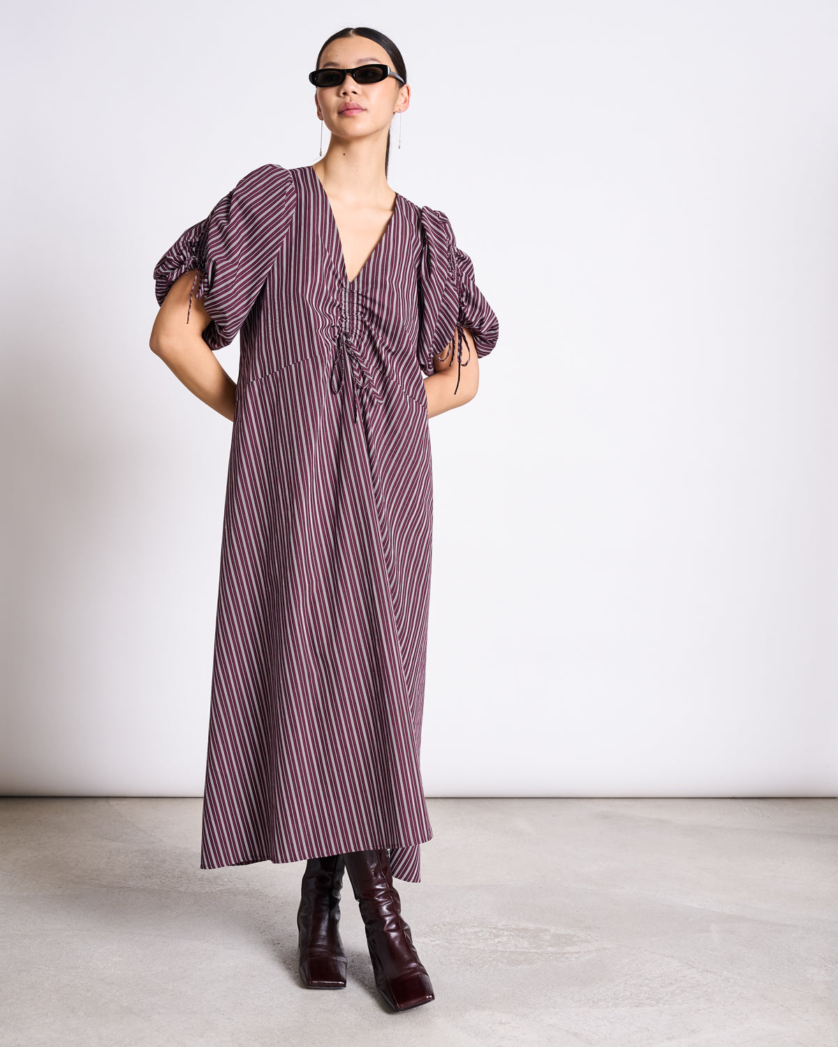 JAN|N JUNE DANS Kleid, cherry lacquer/ white