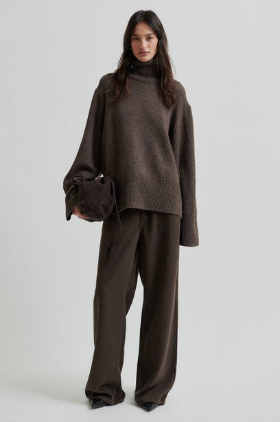 SECOND FEMALE ALPHA Rollkragenpullover, dark brown melange