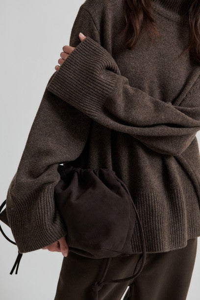 SECOND FEMALE ALPHA Rollkragenpullover, dark brown melange