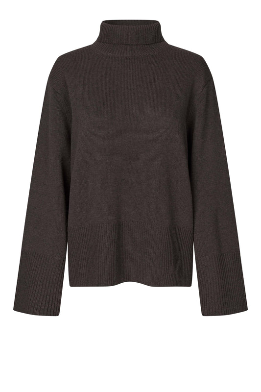 SECOND FEMALE ALPHA Rollkragenpullover, dark brown melange