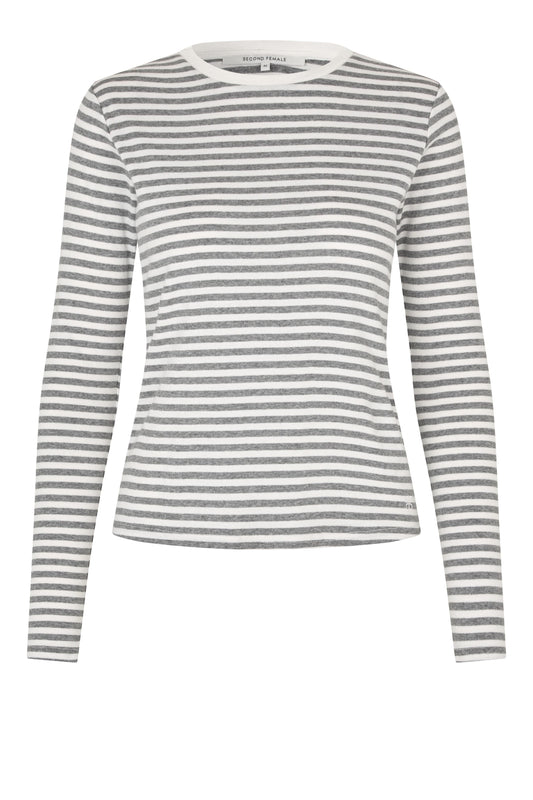 SECOND FEMALE ALVIDA Longsleeve, weiß grau