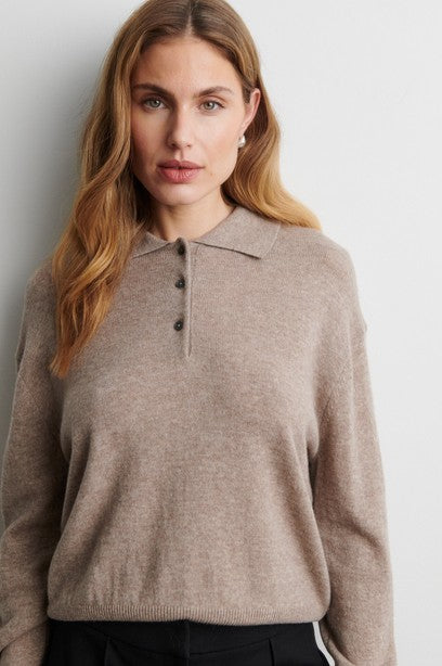 SECOND FEMALE LONGO Pullover, mid brown melange