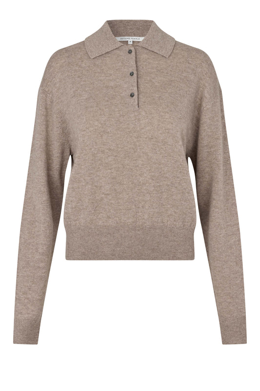 SECOND FEMALE LONGO Pullover, mid brown melange