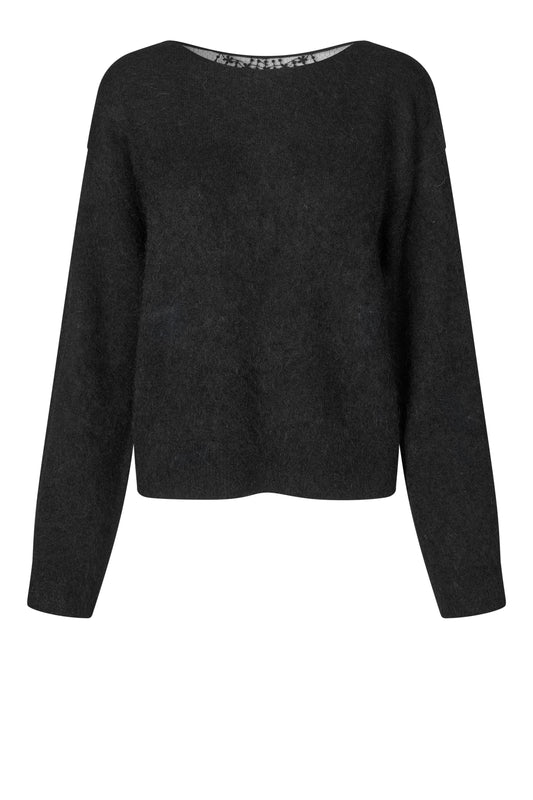 SECOND FEMALE BROOK KNIT LACE Pullover, schwarz