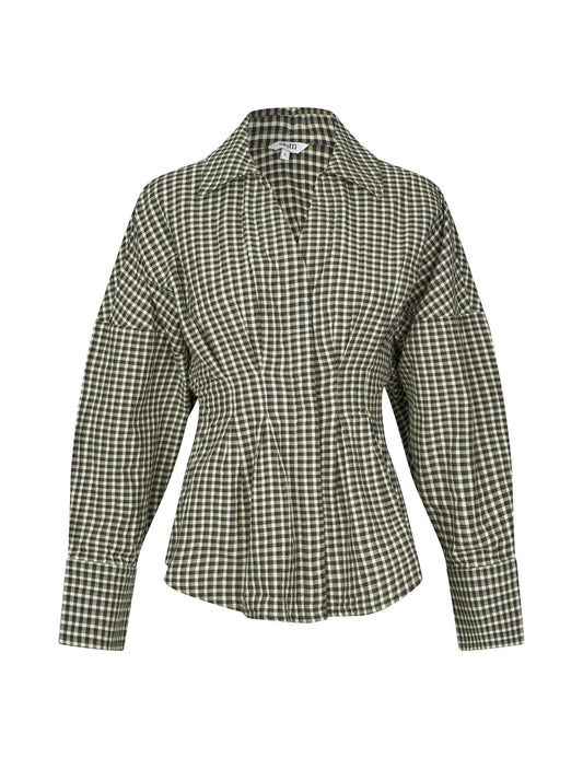 MBYM ISIDOR Bluse, smoked olive check