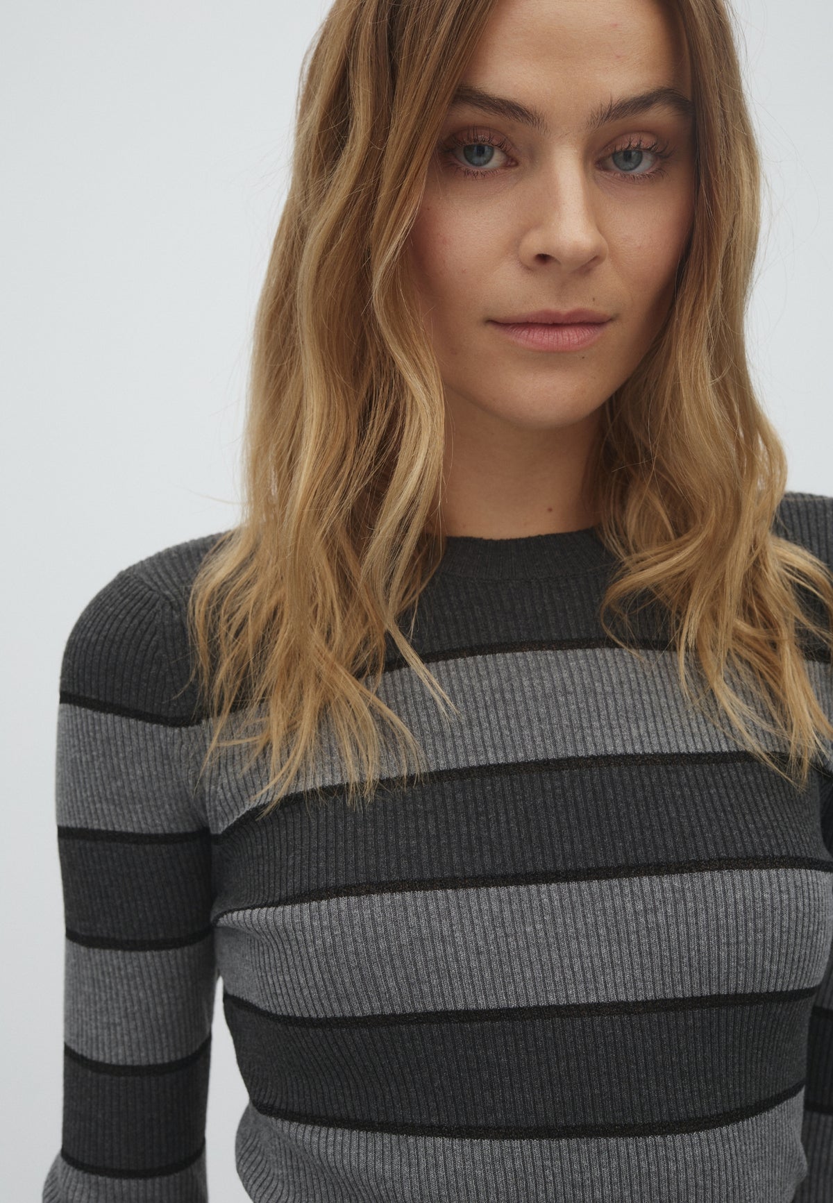 MBYM TURBANOVA Longsleeve, grey melange black stripe