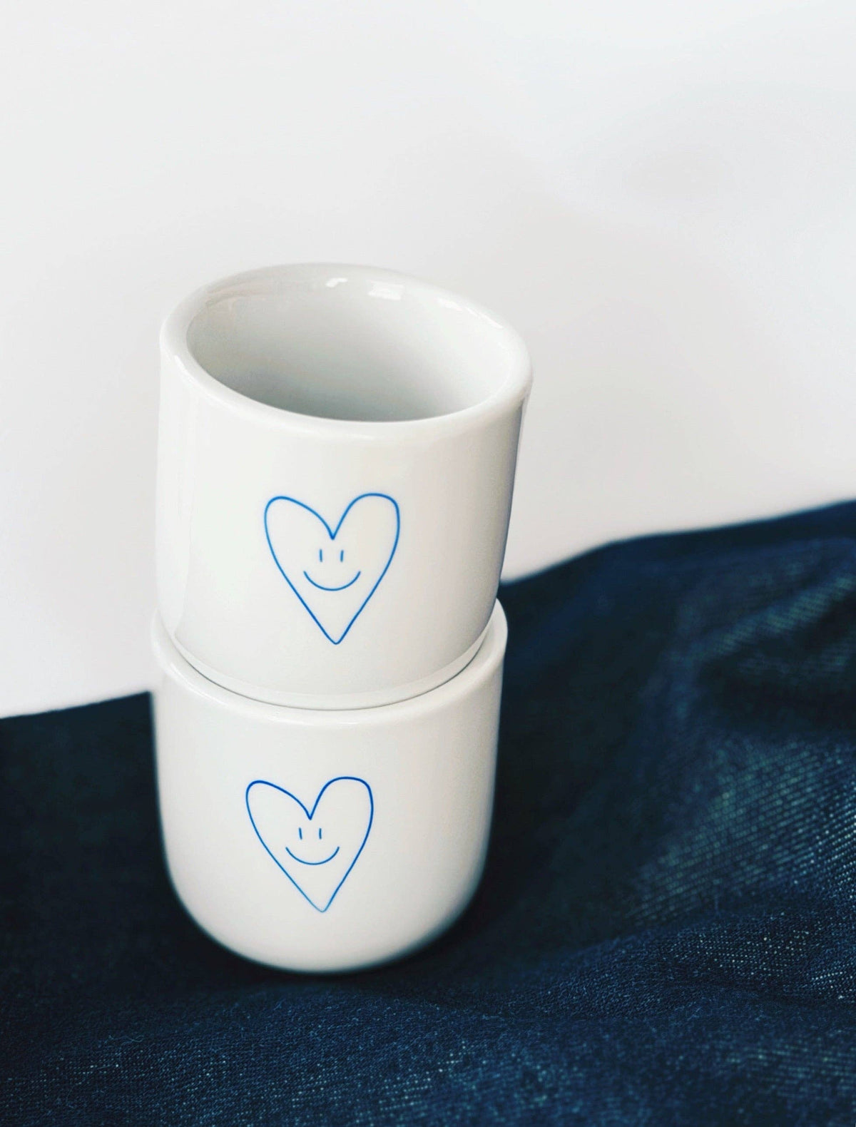 GOLDSCHERBEN HEART SMILEY Espresso Becher, weiß (2er Set)