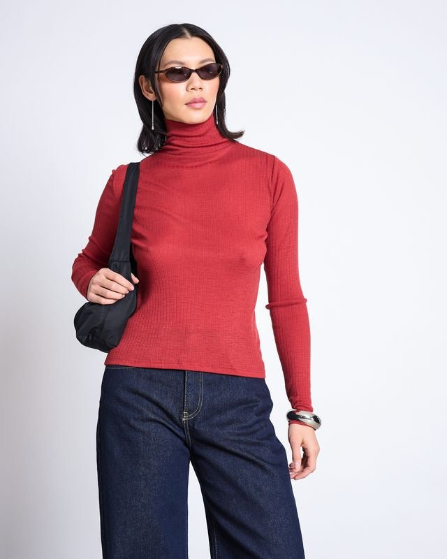 JAN|N JUNE VELL Turtleneck, mid red