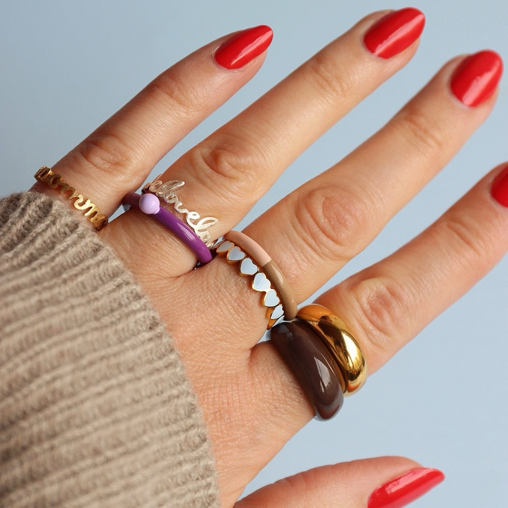 LULU COPENHAGEN CHUNKY COLOR Ring, cocoa powder