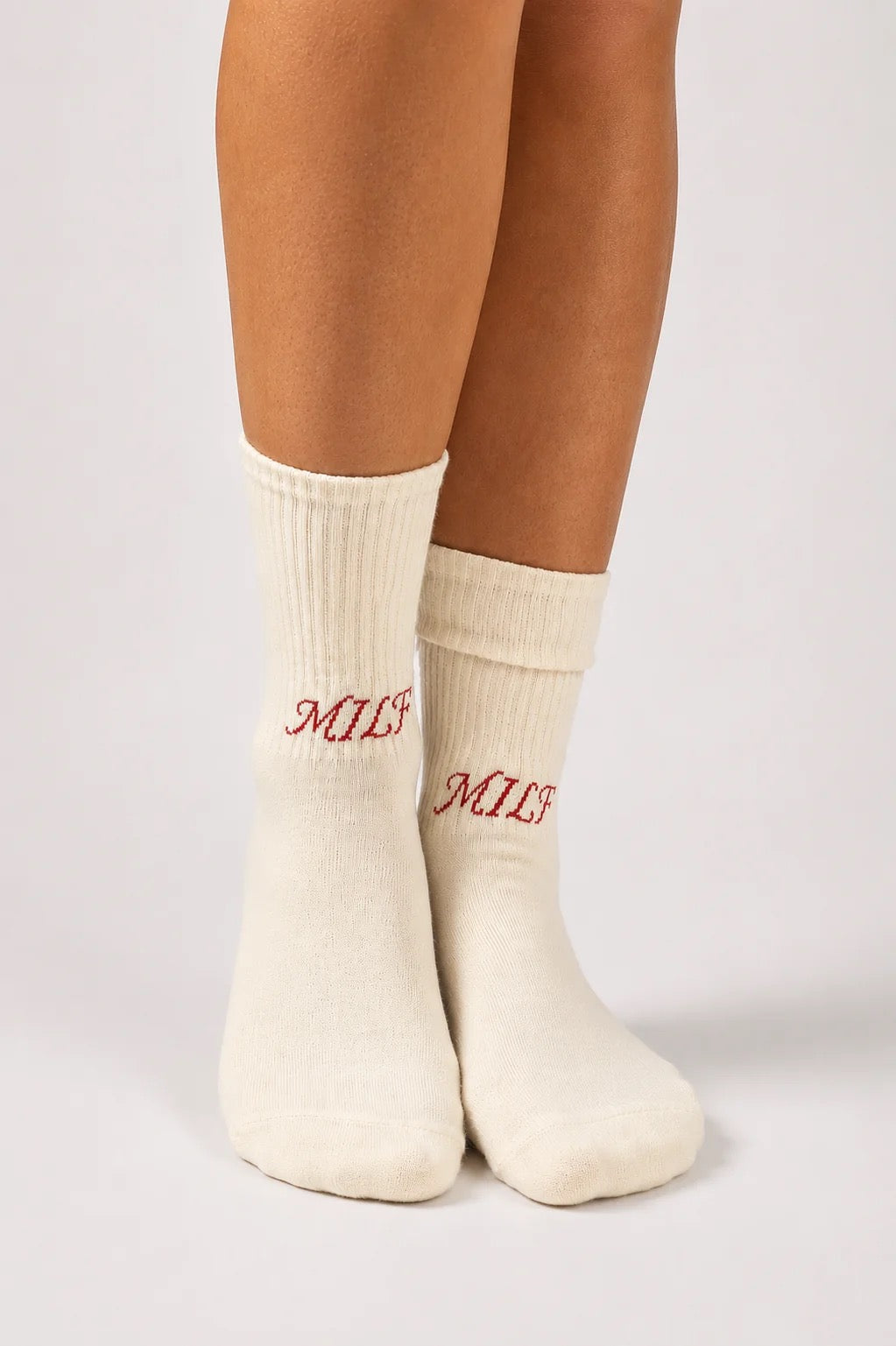 NOT YOUR MOMMY PILATES MILF Socken, creme