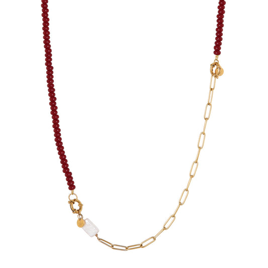 LABEL KIKI BURGUNDY LONG BEADS Kette, gold