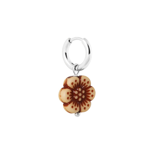 LABEL KIKI BURGUNDY FLOWER Hoop, silber