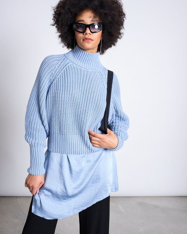 JAN|N JUNE OLA Rollkragenpullover, mid blue