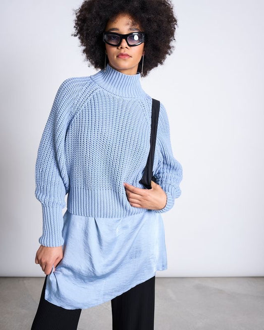 JAN|N JUNE OLA Rollkragenpullover, mid blue