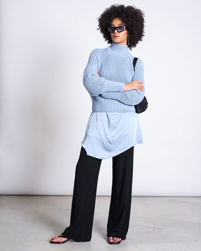 JAN|N JUNE OLA Rollkragenpullover, mid blue