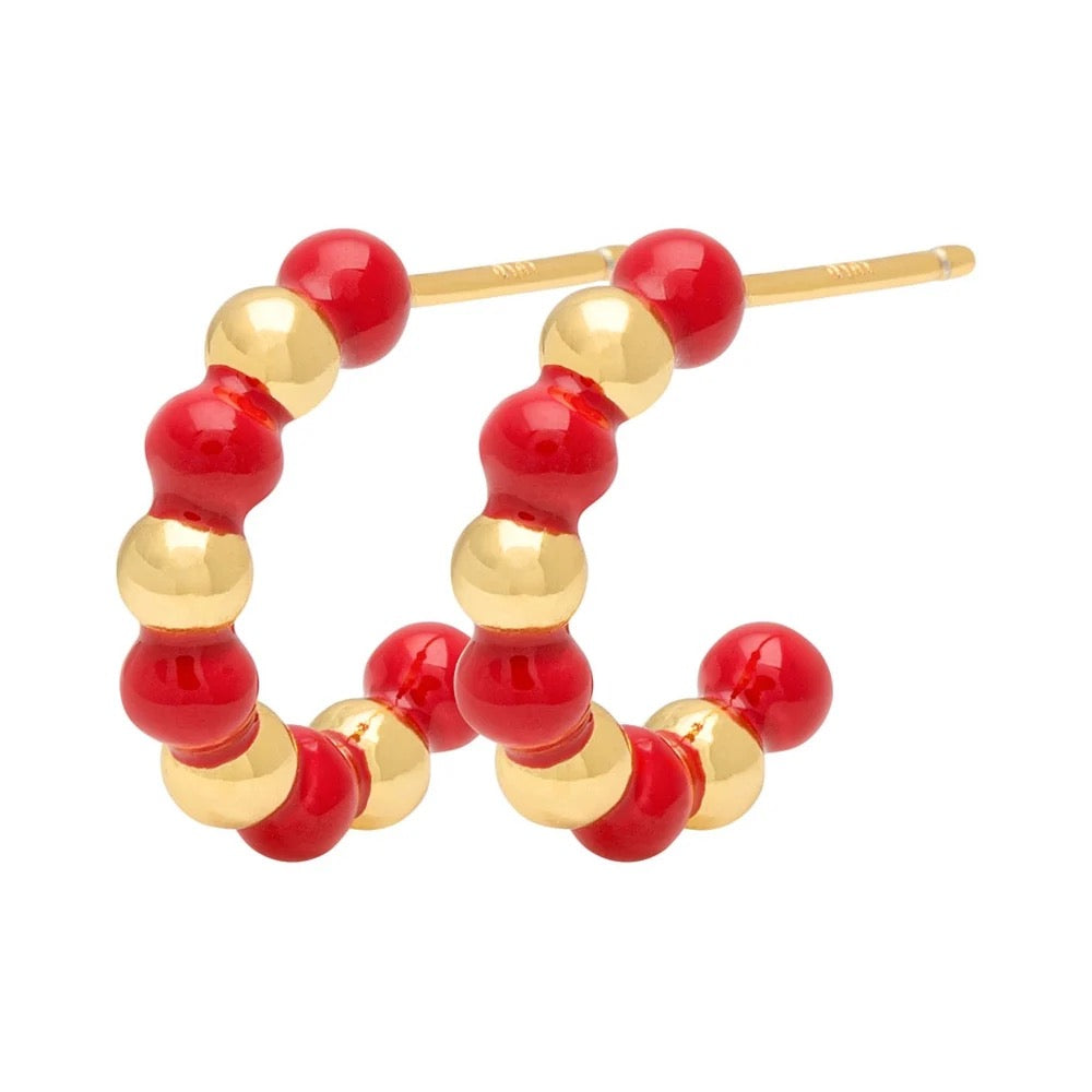 LULU COPENHAGEN COLOR BALL BEADS Ohrringe, passion red