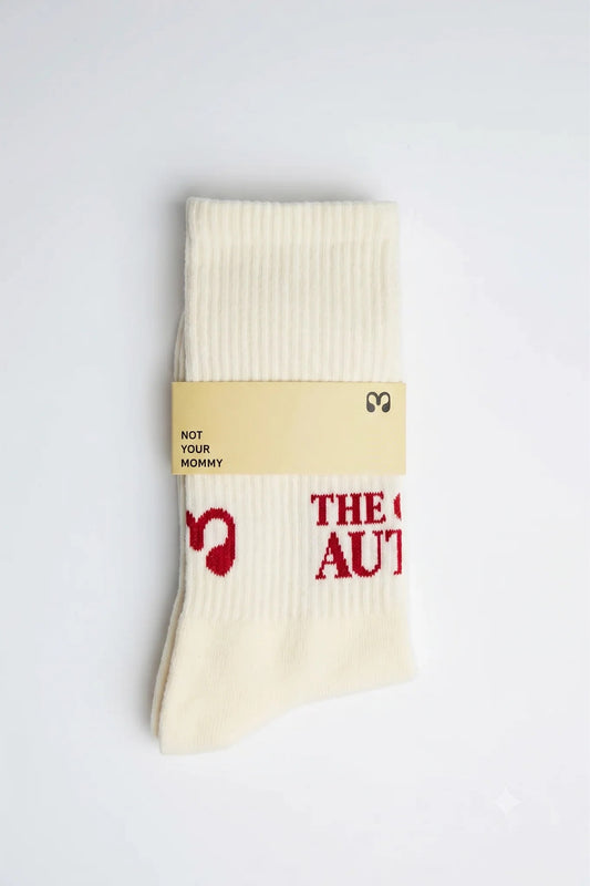 NOT YOUR MOMMY COOL AUNT Socken, weiß