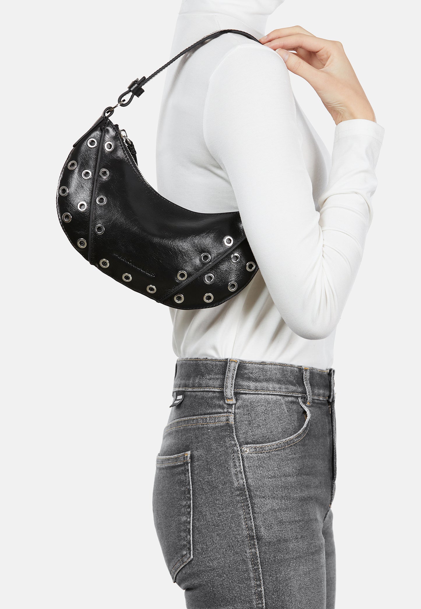 LES VISIONNAIRES ENYA MINI RIVET GLOSSY Handtasche, schwarz