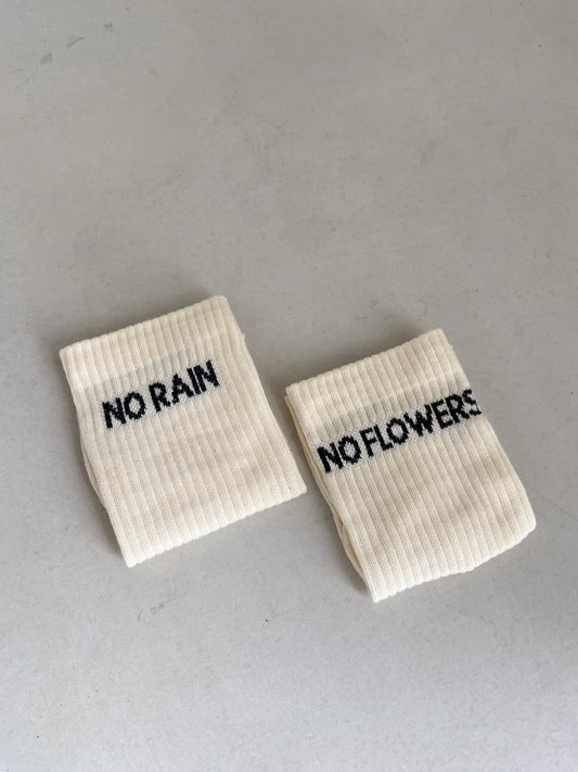 JUTELAUNE NO RAIN NO FLOWERS Socken, offwhite