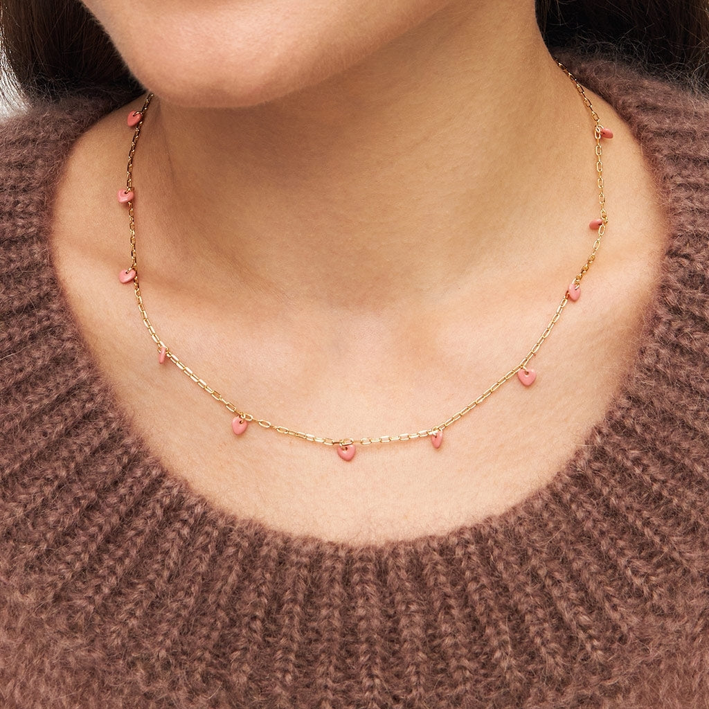 LULU COPENHAGEN LOVE U Kette, burnt coral/gold